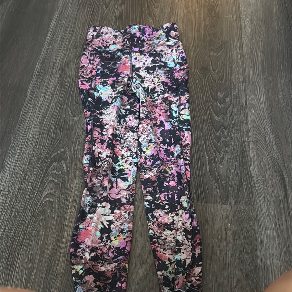 lululemon athletica Floral Leggings - Black, Pink, Purple